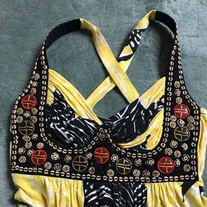 Mini summer dress with beadwork - approx. size S